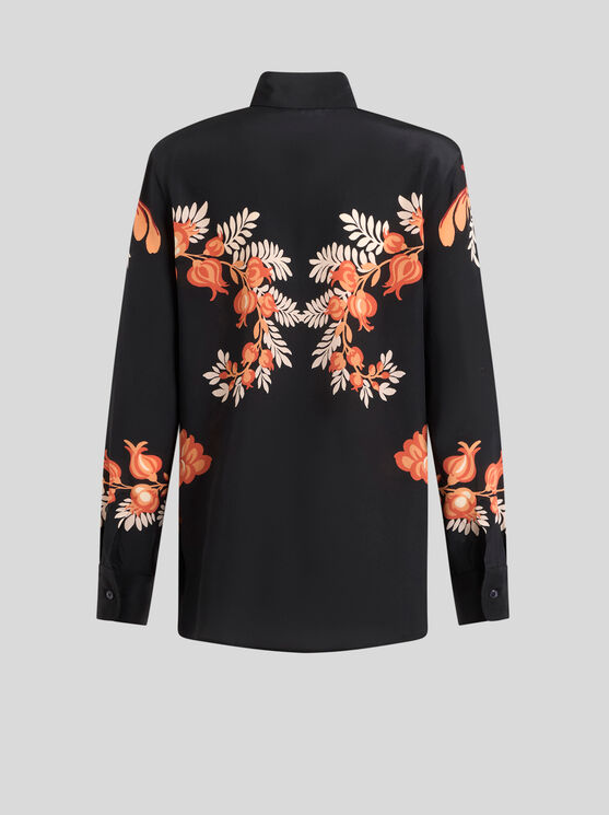 Shop Etro Printed Silk Shirt In Black