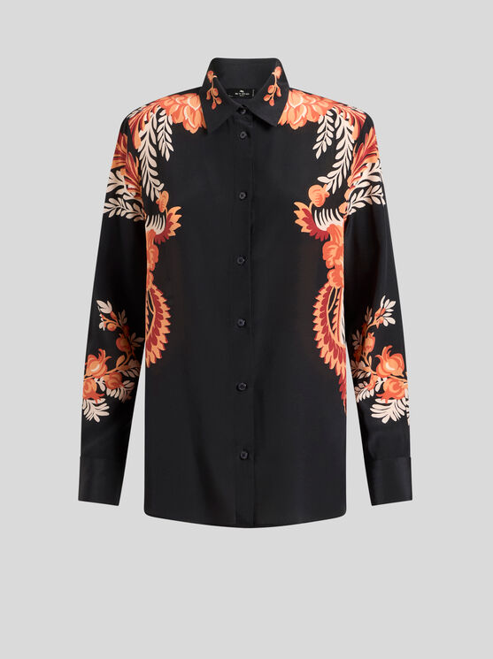 Shop Etro Printed Silk Shirt In Black