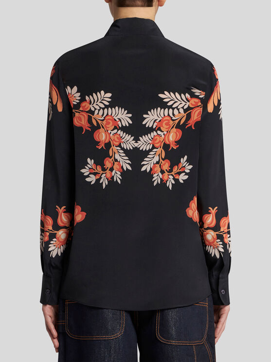 Shop Etro Printed Silk Shirt In Black