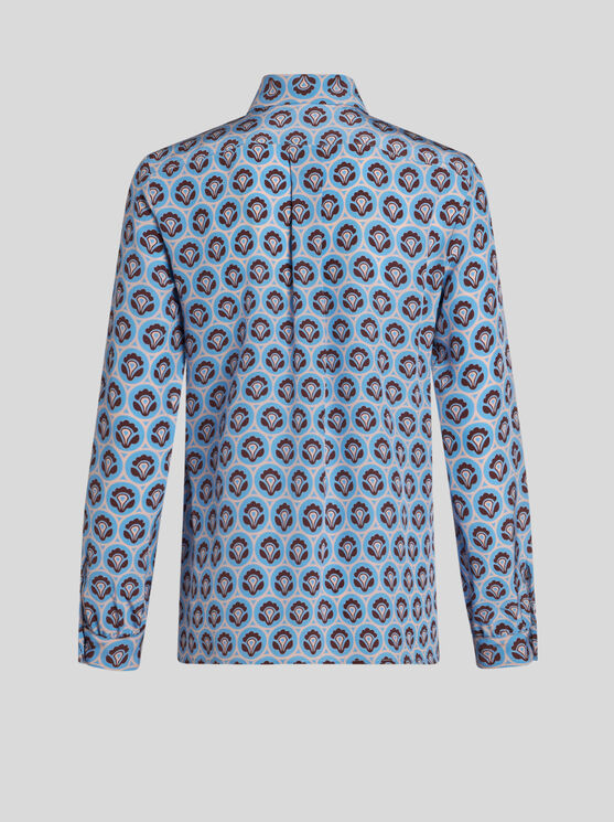 Shop Etro Printed Silk Shirt In Light Blue