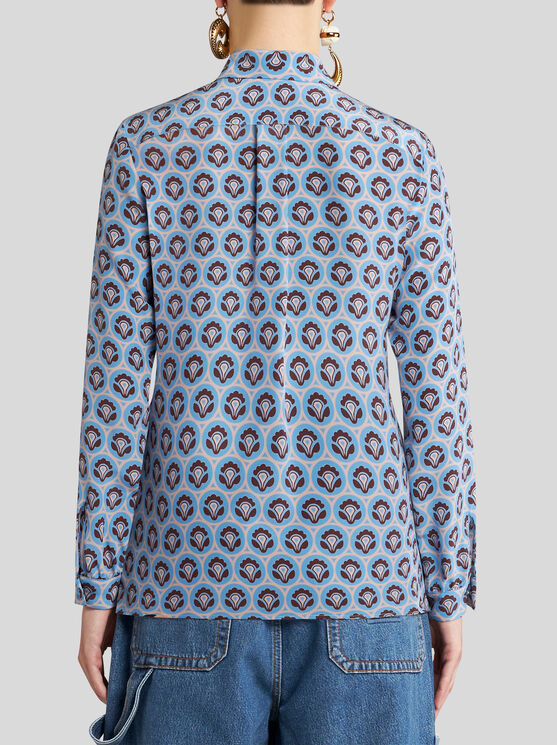 Shop Etro Printed Silk Shirt In Light Blue