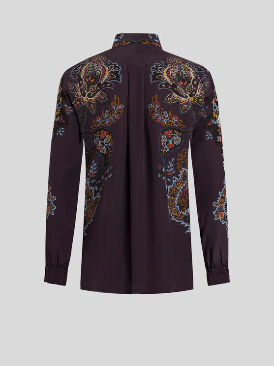 Shop Etro Printed Silk Shirt In Black