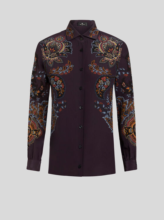 Shop Etro Printed Silk Shirt In Black