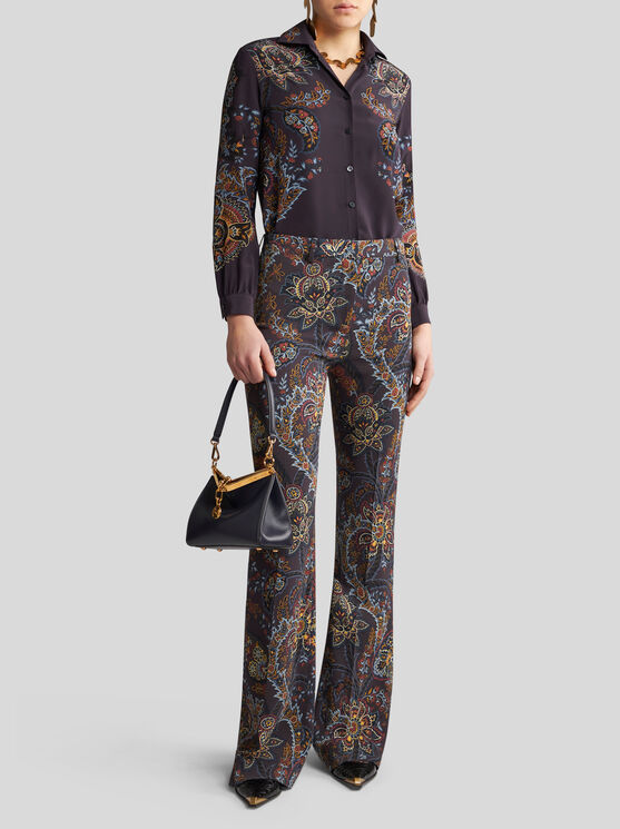 Shop Etro Printed Silk Shirt In Black