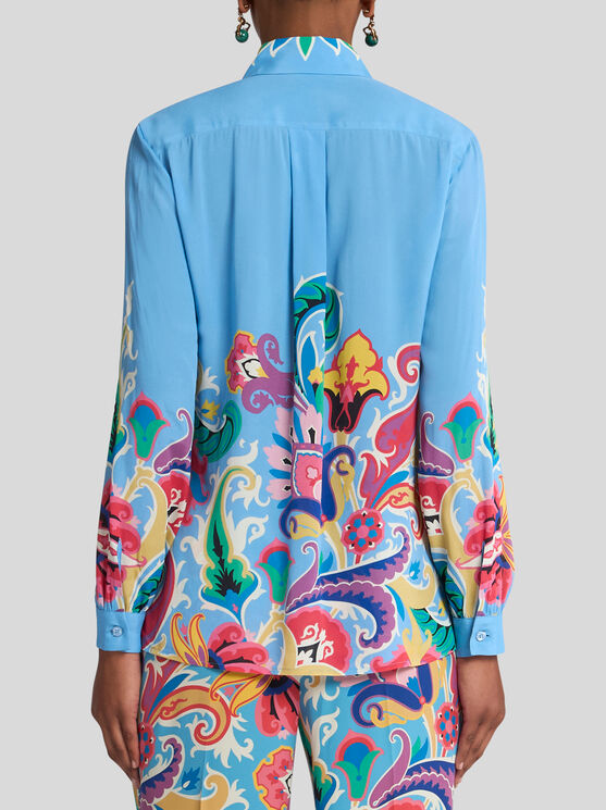 Etro , Shirt With Floral Print, Woman, Multicolour, Size 50 In Multicolour