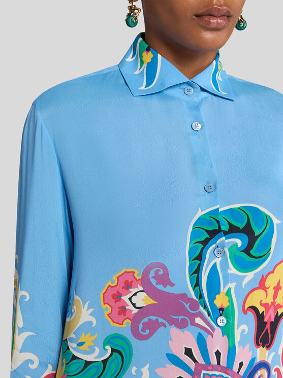 Etro , Shirt With Floral Print, Woman, Multicolour, Size 50 In Multicolour