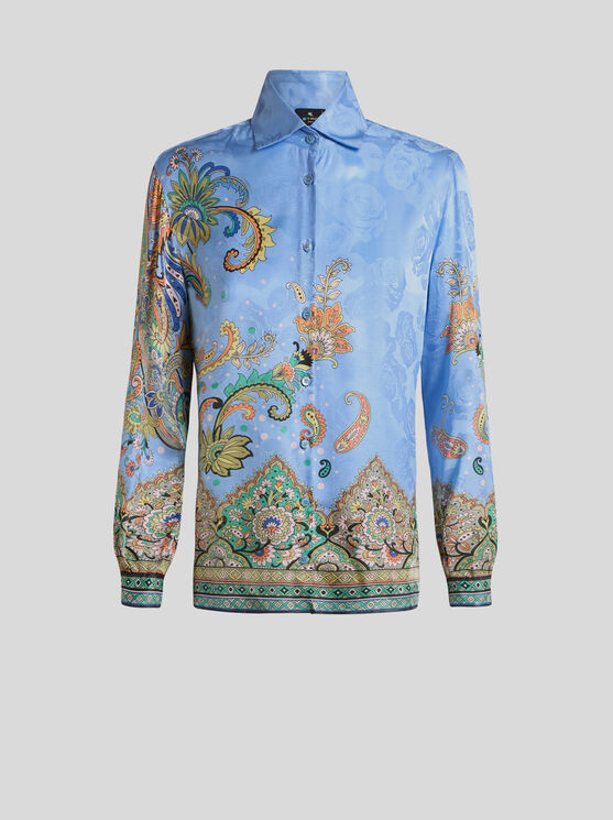 Etro Printed Shirt In Light Blue