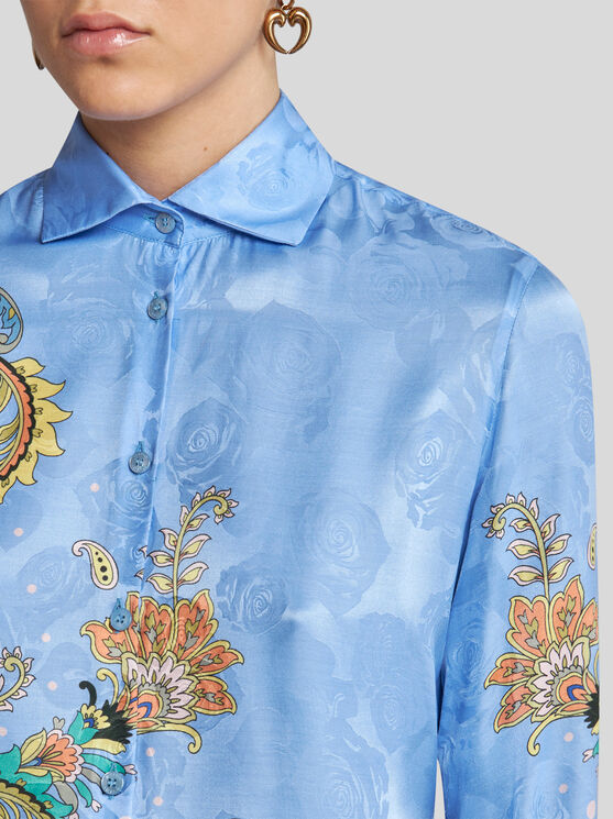 Etro Printed Shirt In Light Blue