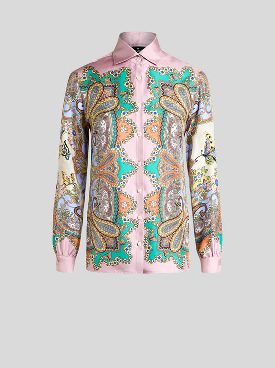 Etro Hemd Aus Seide Mit Paisleymuster In Rosa