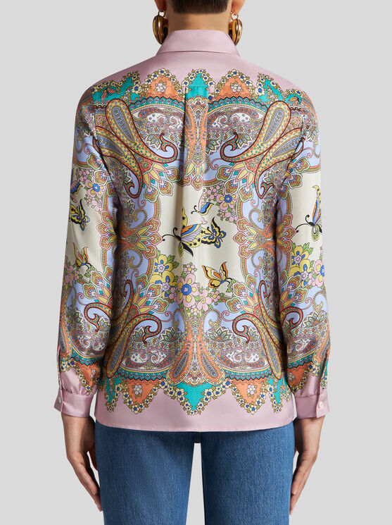 Etro Hemd Aus Seide Mit Paisleymuster In Rosa