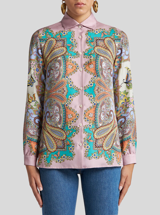Etro Hemd Aus Seide Mit Paisleymuster In Rosa