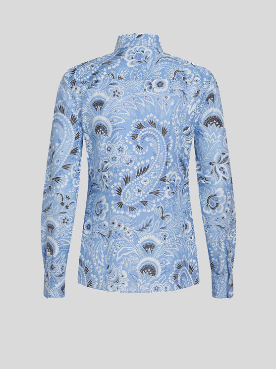 Shop Etro Printed Slim-fit Shirt In Light Blue