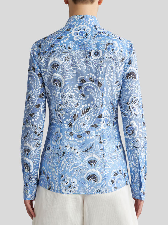 Shop Etro Printed Slim-fit Shirt In Light Blue