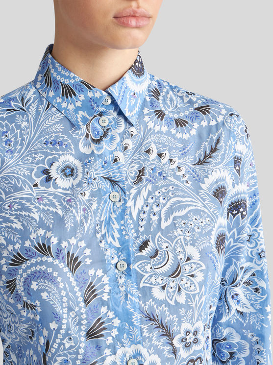 Shop Etro Printed Slim-fit Shirt In Light Blue