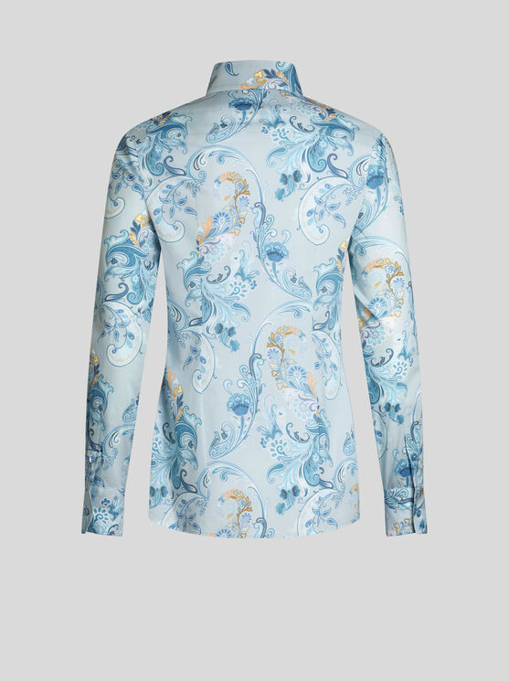 Shop Etro Hemdbluse Aus Popeline Mit Paisley-print In Hellblau