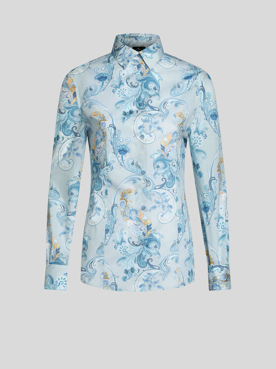 Shop Etro Hemdbluse Aus Popeline Mit Paisley-print In Hellblau