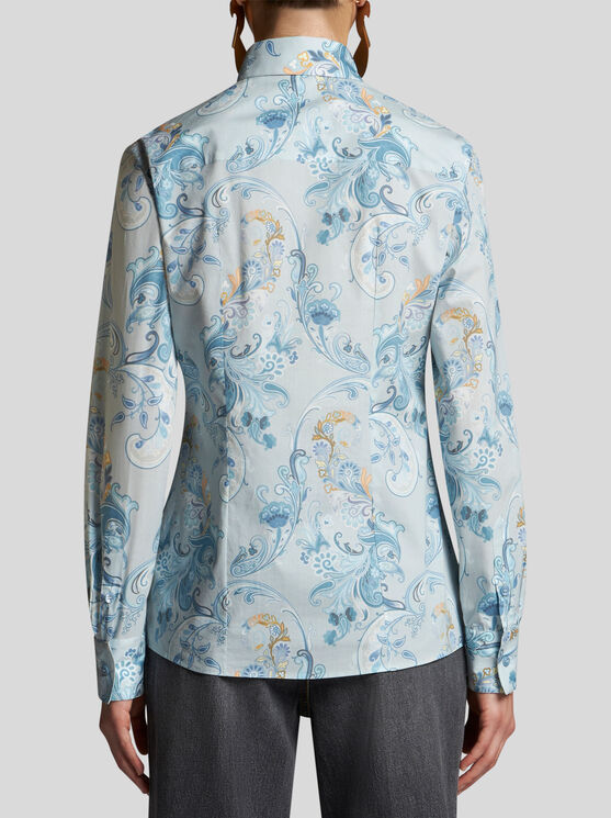 Shop Etro Hemdbluse Aus Popeline Mit Paisley-print In Hellblau