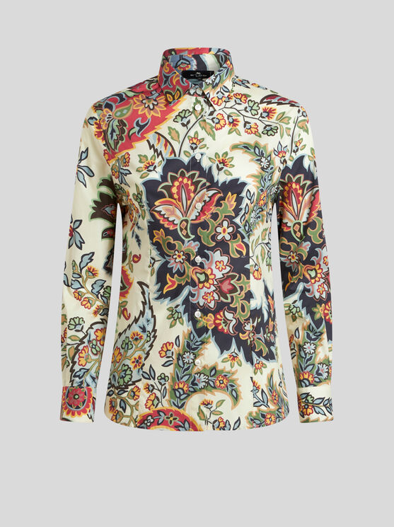 Shop Etro Shirt With Paisley Print In Beige