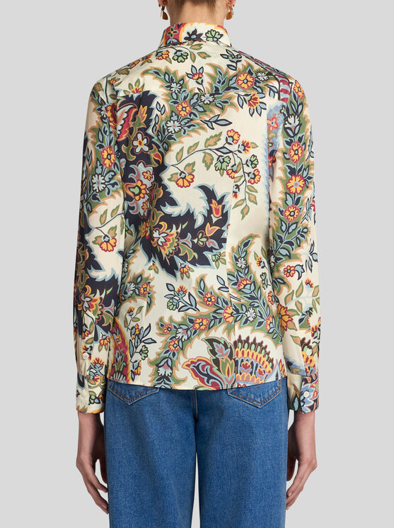 Shop Etro Shirt With Paisley Print In Beige