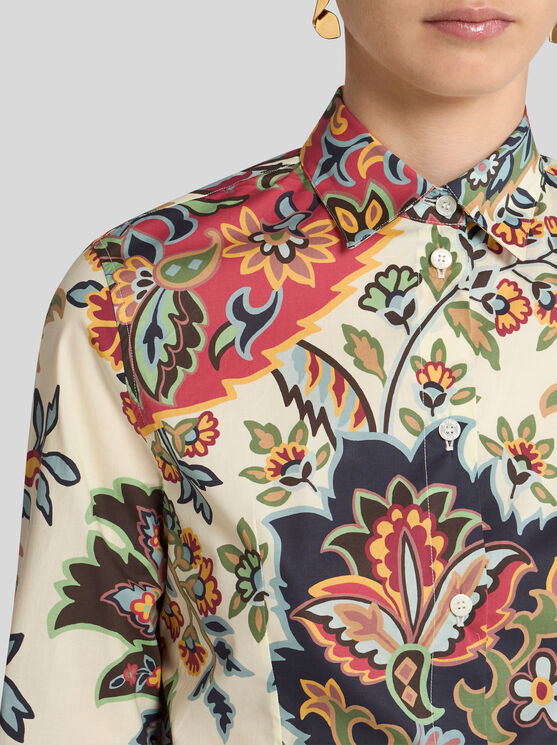 Shop Etro Shirt With Paisley Print In Beige