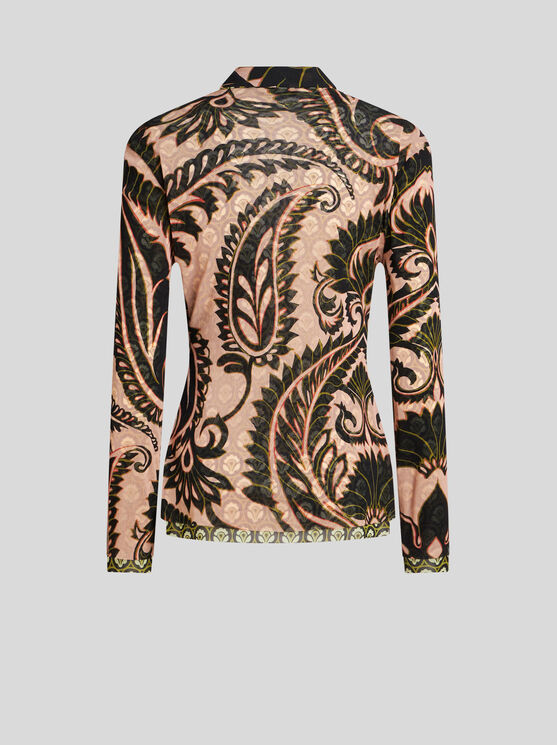 Shop Etro Printed Tulle Shirt In Pink