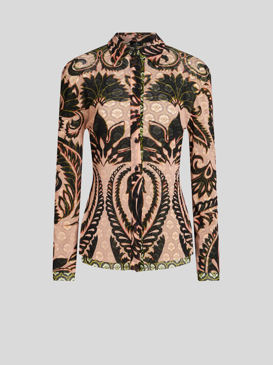 Shop Etro Printed Tulle Shirt In Pink