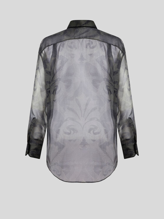 Shop Etro Printed Silk Shirt In Grey