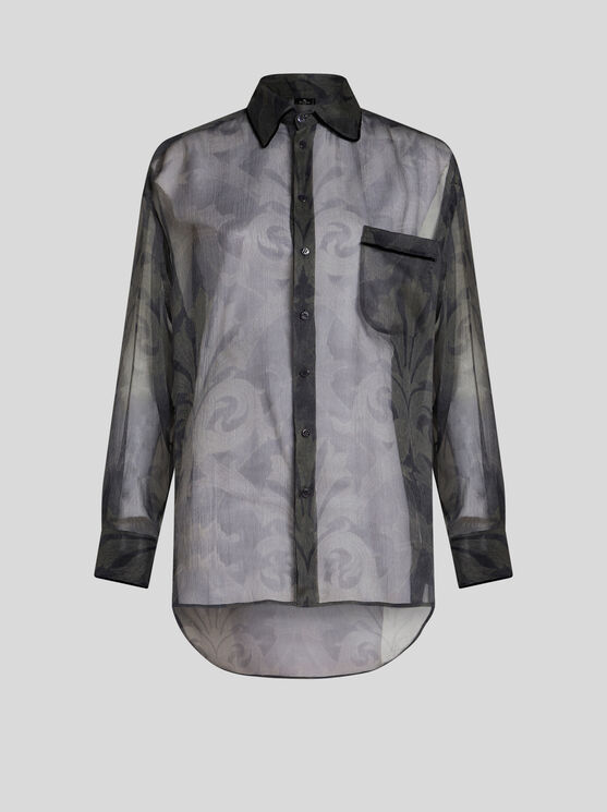 Shop Etro Printed Silk Shirt In Grey