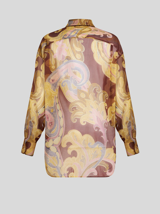 Shop Etro Printed Silk Shirt In Burgundy