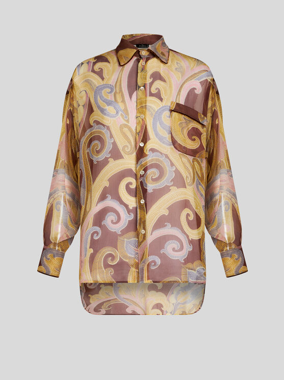 Shop Etro Printed Silk Shirt In Burgundy