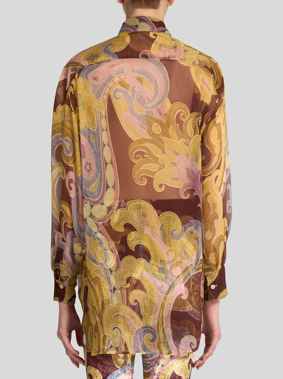 Shop Etro Printed Silk Shirt In Burgundy