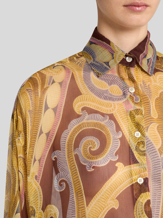 Shop Etro Printed Silk Shirt In Burgundy