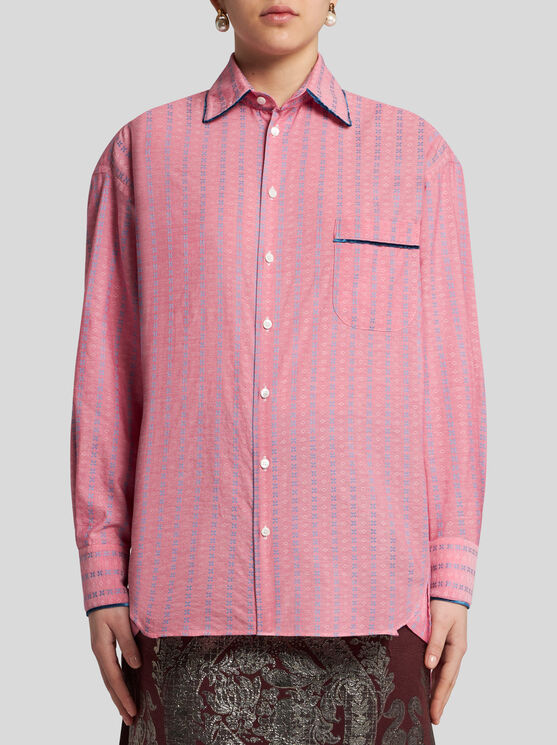 Shop Etro Jacquard Shirt In Rosa