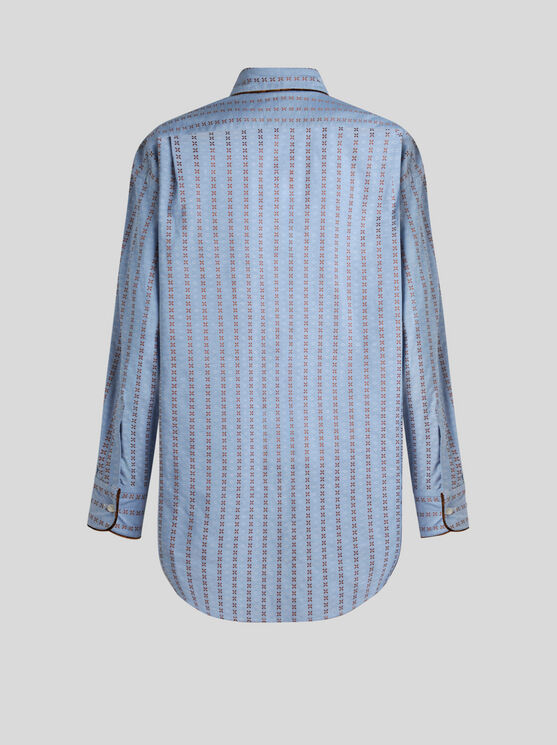 Shop Etro Jacquard Shirt In Hellblau