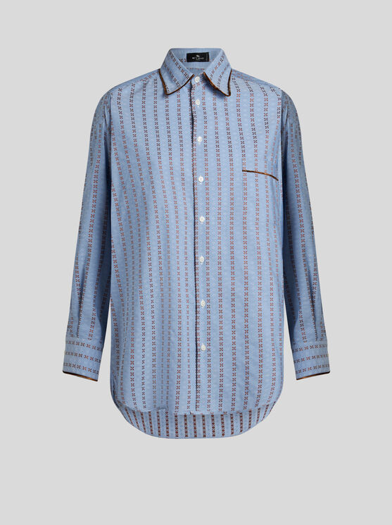 Shop Etro Jacquard Shirt In Hellblau