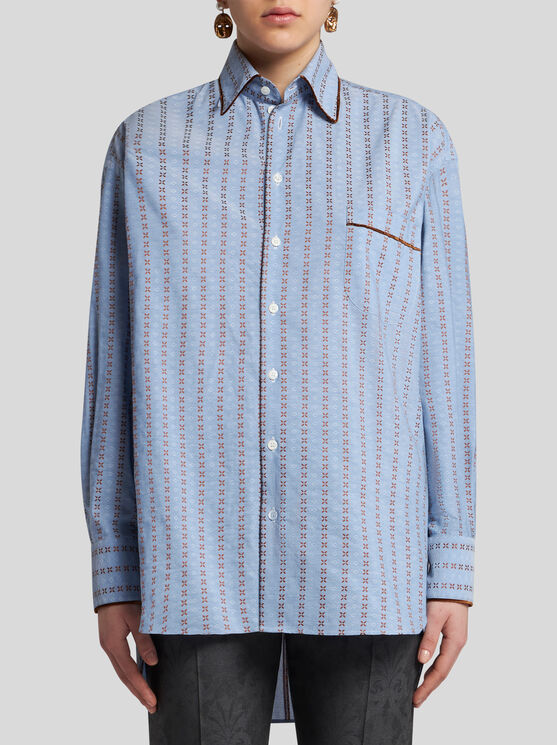 Shop Etro Jacquard Shirt In Hellblau