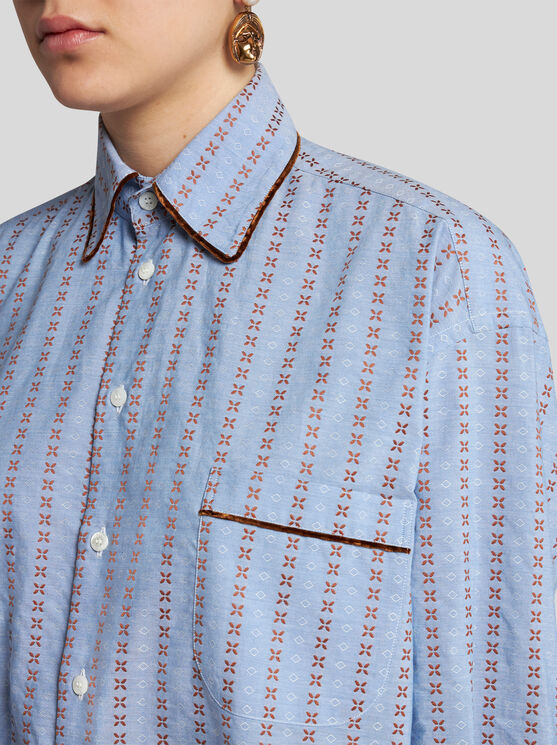 Shop Etro Jacquard Shirt In Hellblau