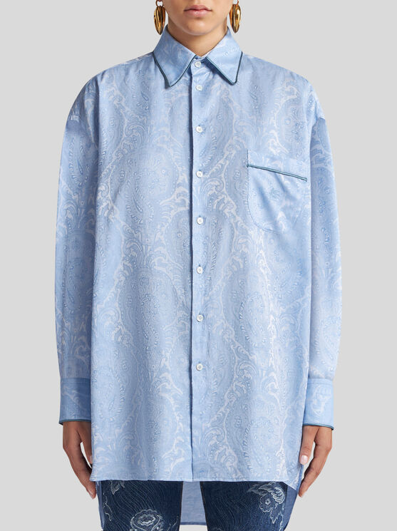 Etro Oversize-hemd Mit Pegaso In Hellblau