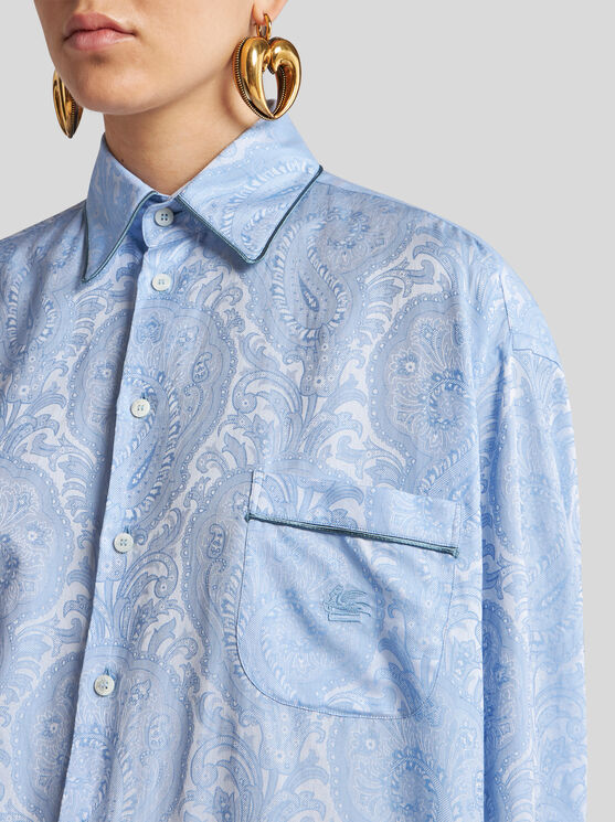 Etro Oversize-hemd Mit Pegaso In Hellblau