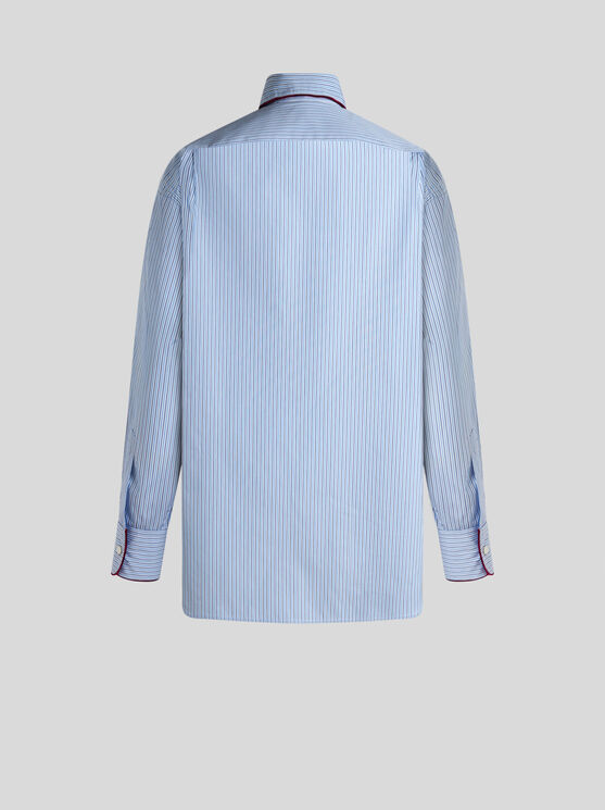 Shop Etro Striped Poplin Shirt In Light Blue