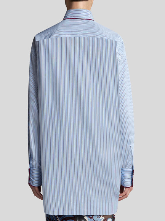 Shop Etro Striped Poplin Shirt In Light Blue