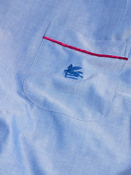 Shop Etro Oxford Shirt With Pegaso Detail In Light Blue