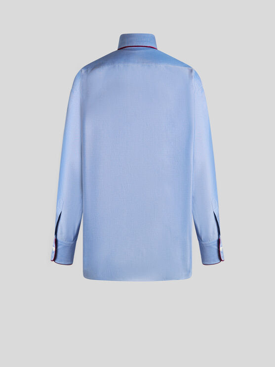 Shop Etro Oxford Shirt With Pegaso Detail In Light Blue