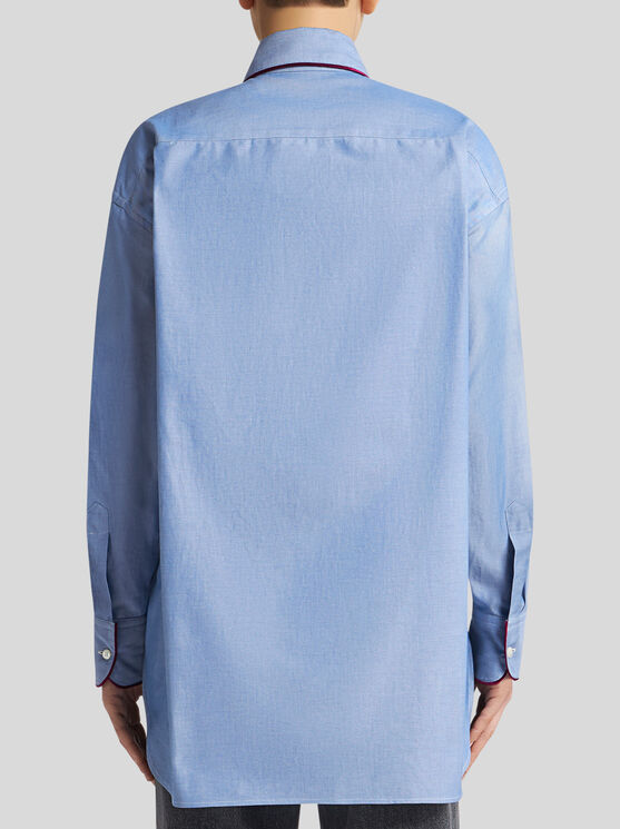 Shop Etro Oxford Shirt With Pegaso Detail In Light Blue