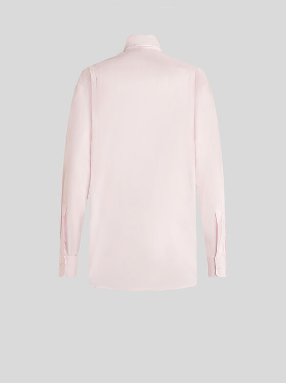 Etro Piped-trim Cotton-poplin Shirt In Pink