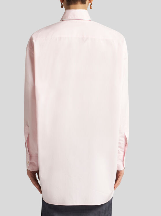 Etro Piped-trim Cotton-poplin Shirt In Pink