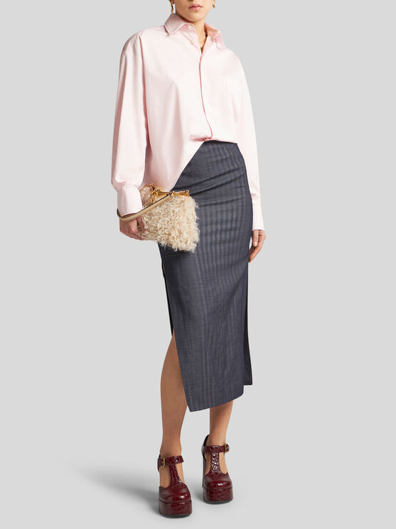 Etro Piped-trim Cotton-poplin Shirt In Pink