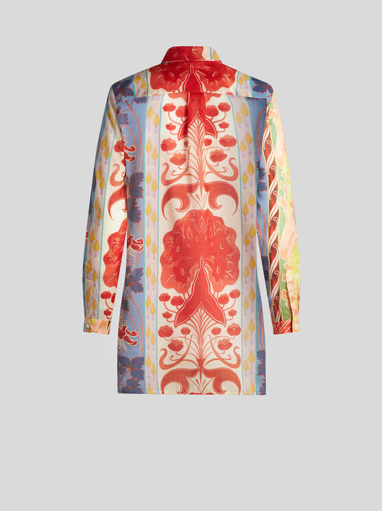 Shop Etro Long Printed Cotton Shirt In White