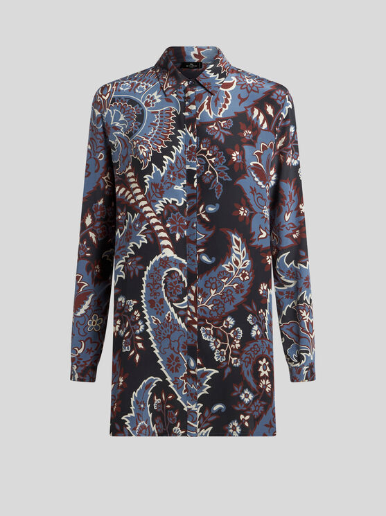 Shop Etro Printed Silk Shirt In Black