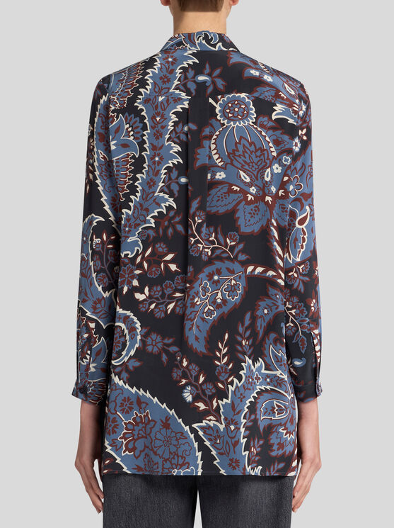 Shop Etro Printed Silk Shirt In Black